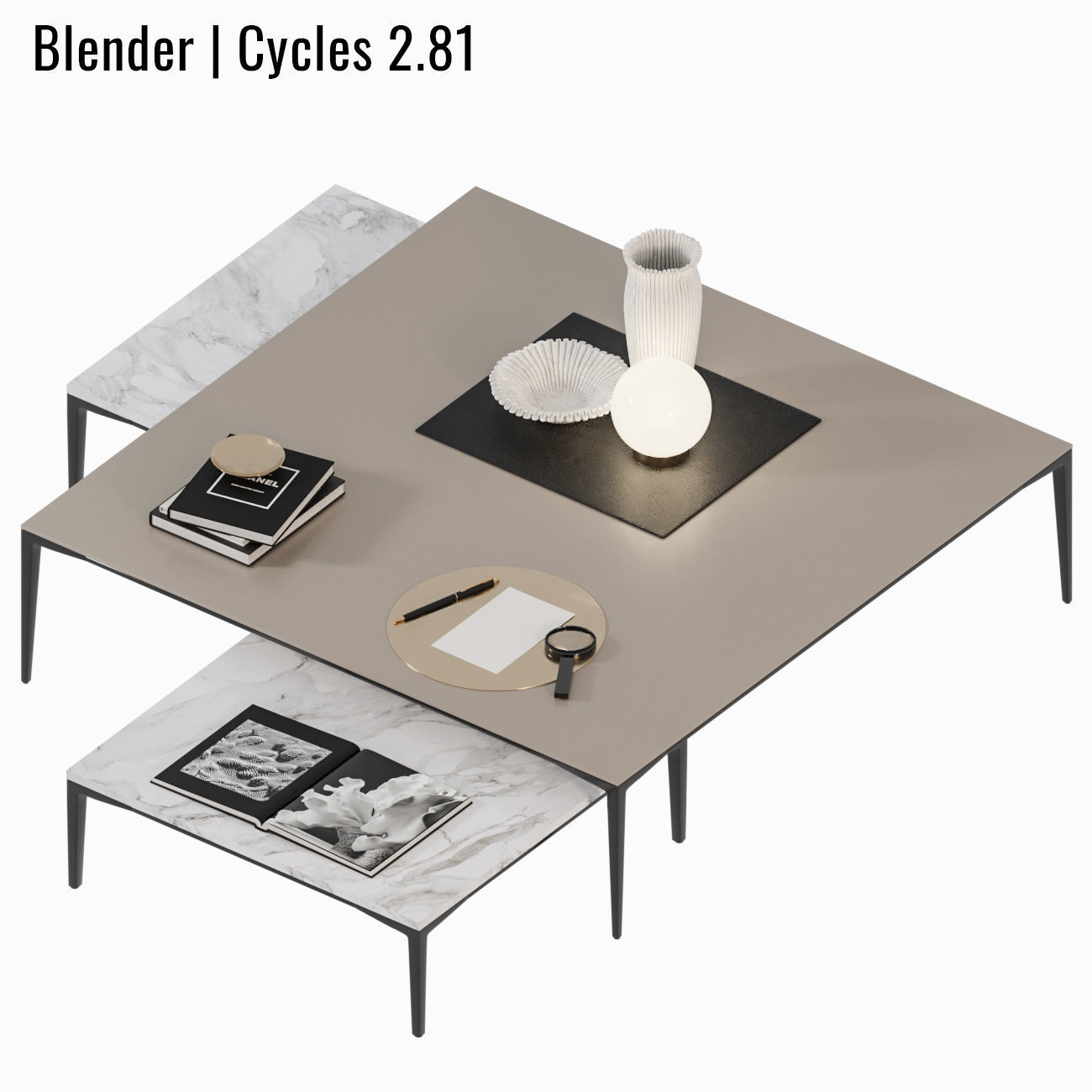 Coffee table Tray  3D model_4