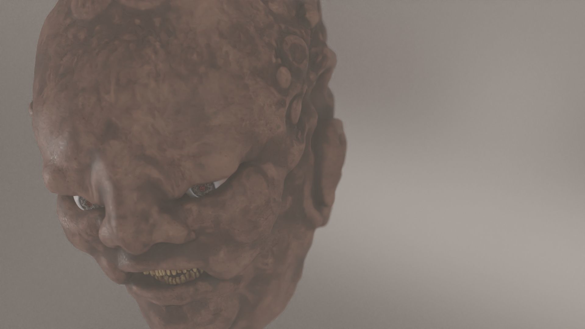 Double faced monster head Low-poly 3D model_1