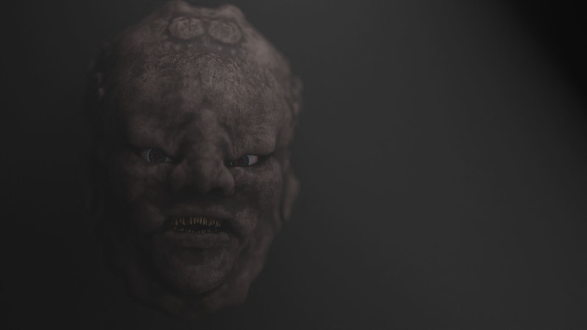 Double faced monster head Low-poly 3D model_2