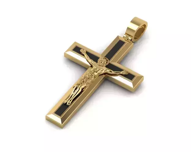 Elegance Pendant Jesus Cross With Enamel Fields