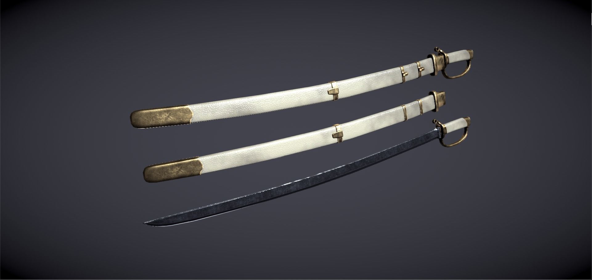 Sabre three swords Low-poly 3D model_3