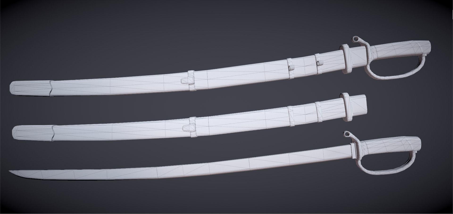 Sabre three swords Low-poly 3D model_6