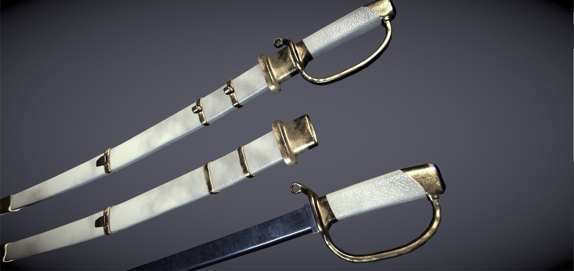 Sabre three swords Low-poly 3D model_5