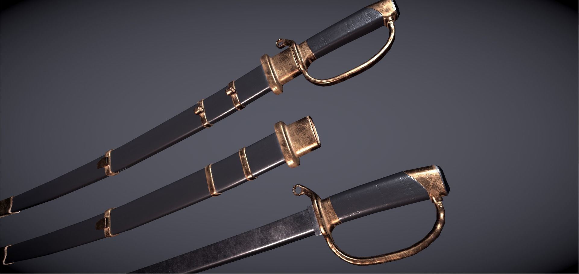 Sabre three swords Low-poly 3D model_2