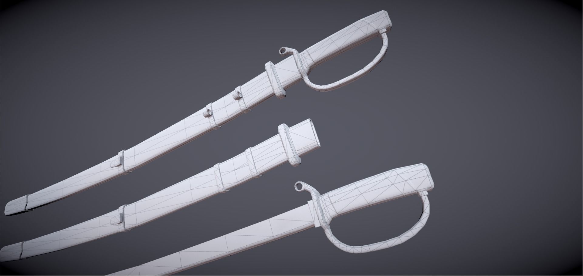 Sabre three swords Low-poly 3D model_7