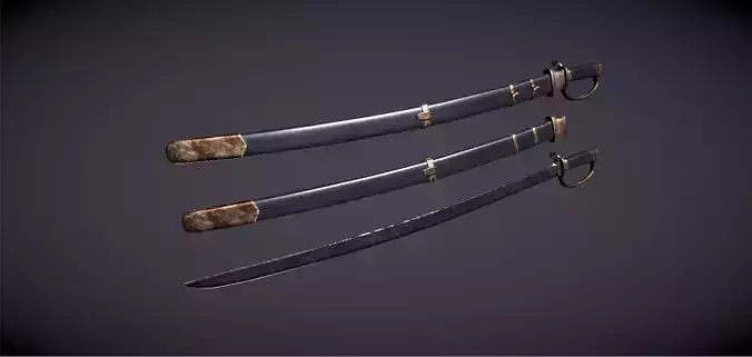 Sabre three swords Low-poly 3D model