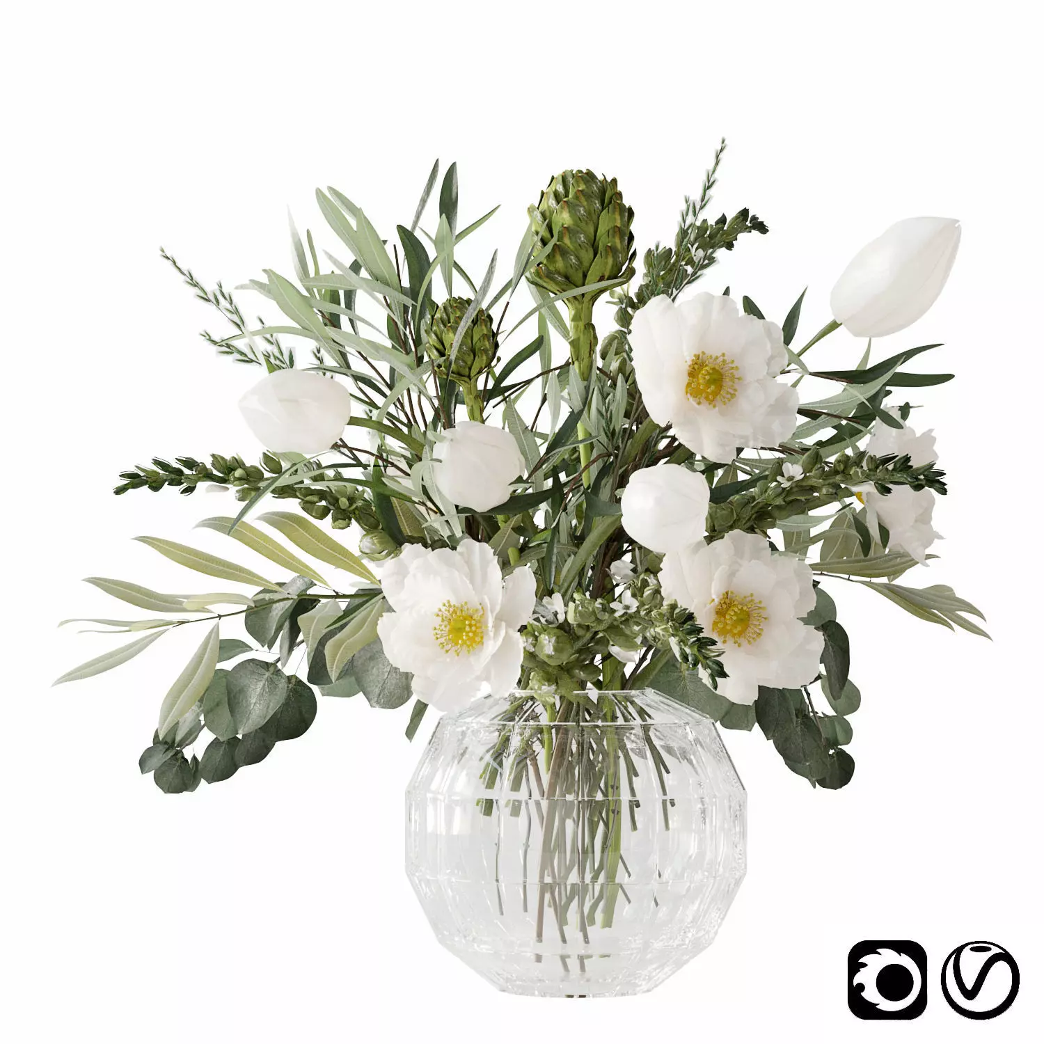 Light yellow bouquet 3D model_0