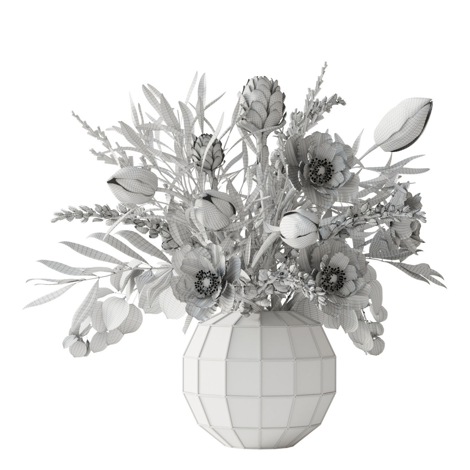 Light yellow bouquet 3D model_1