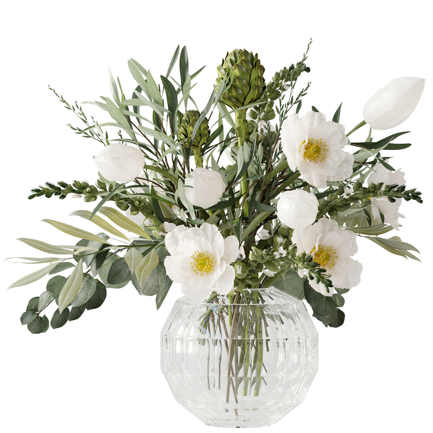 Light yellow bouquet 3D model_2