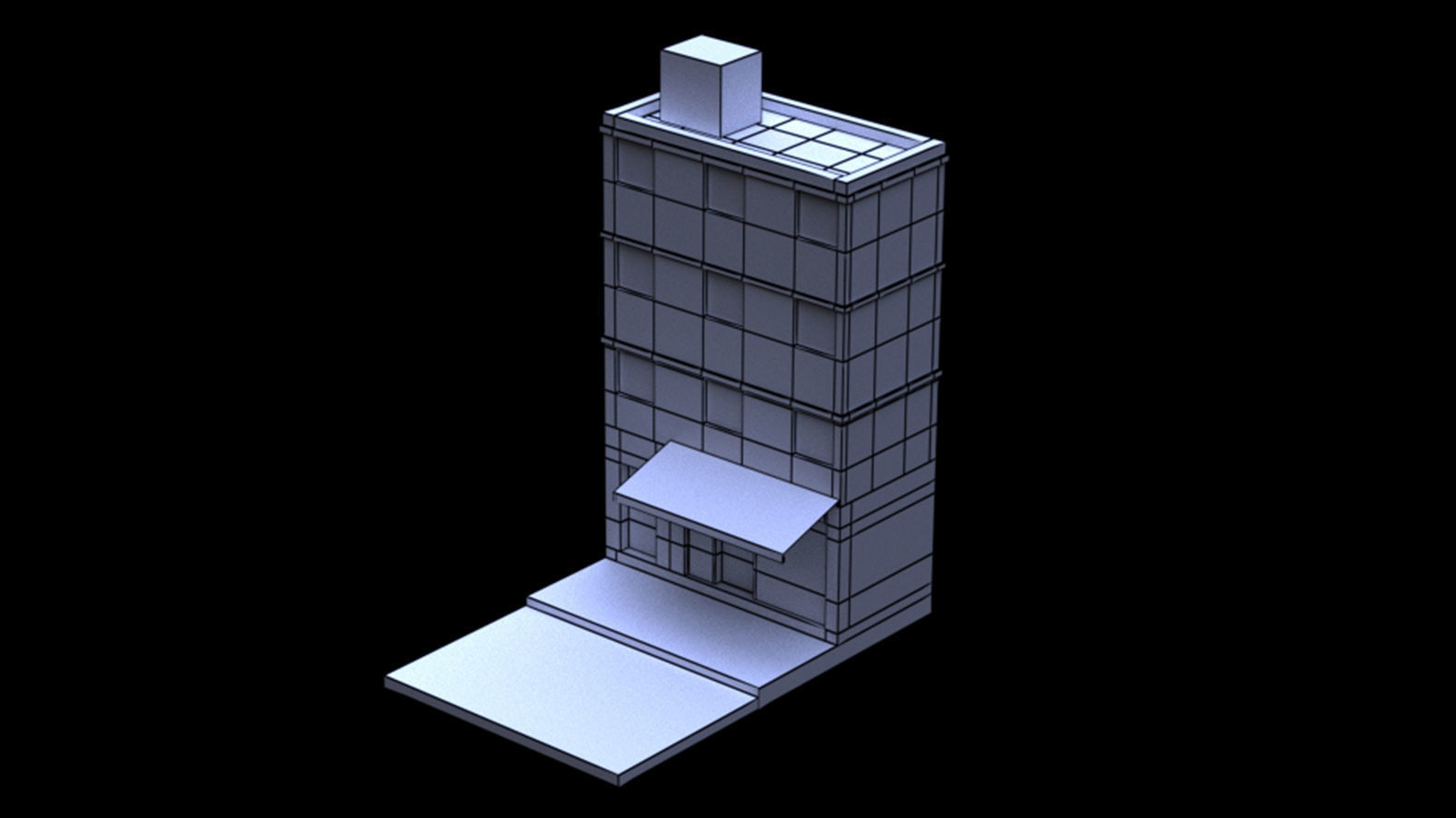 single building and with shopping Free low-poly 3D model_3