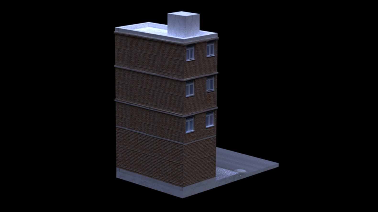 single building and with shopping Free low-poly 3D model_6