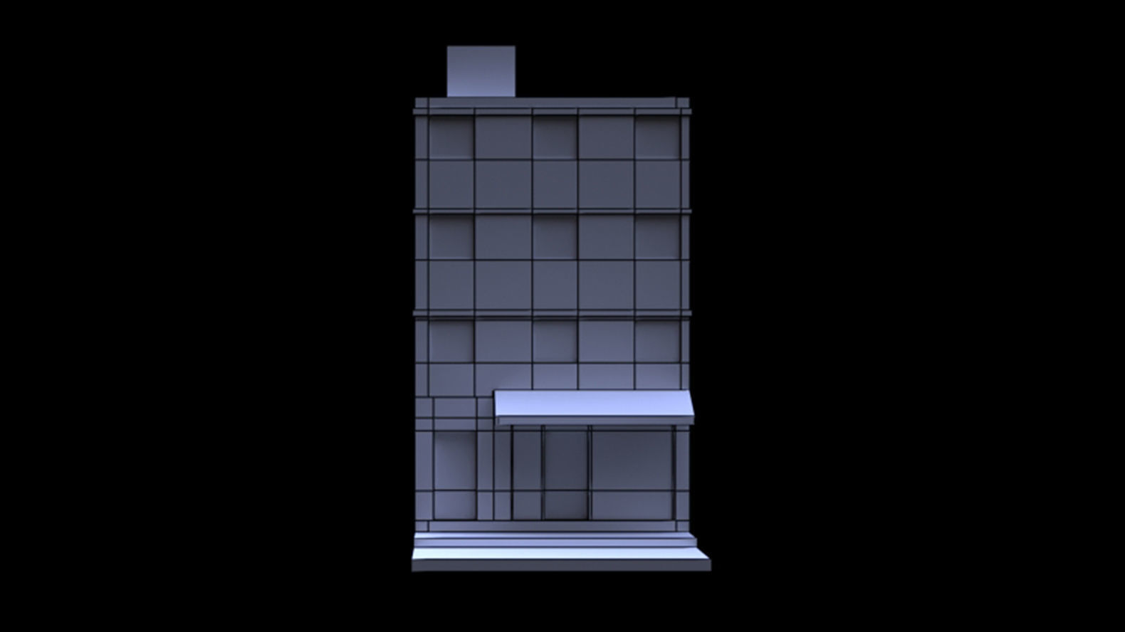 single building and with shopping Free low-poly 3D model_5