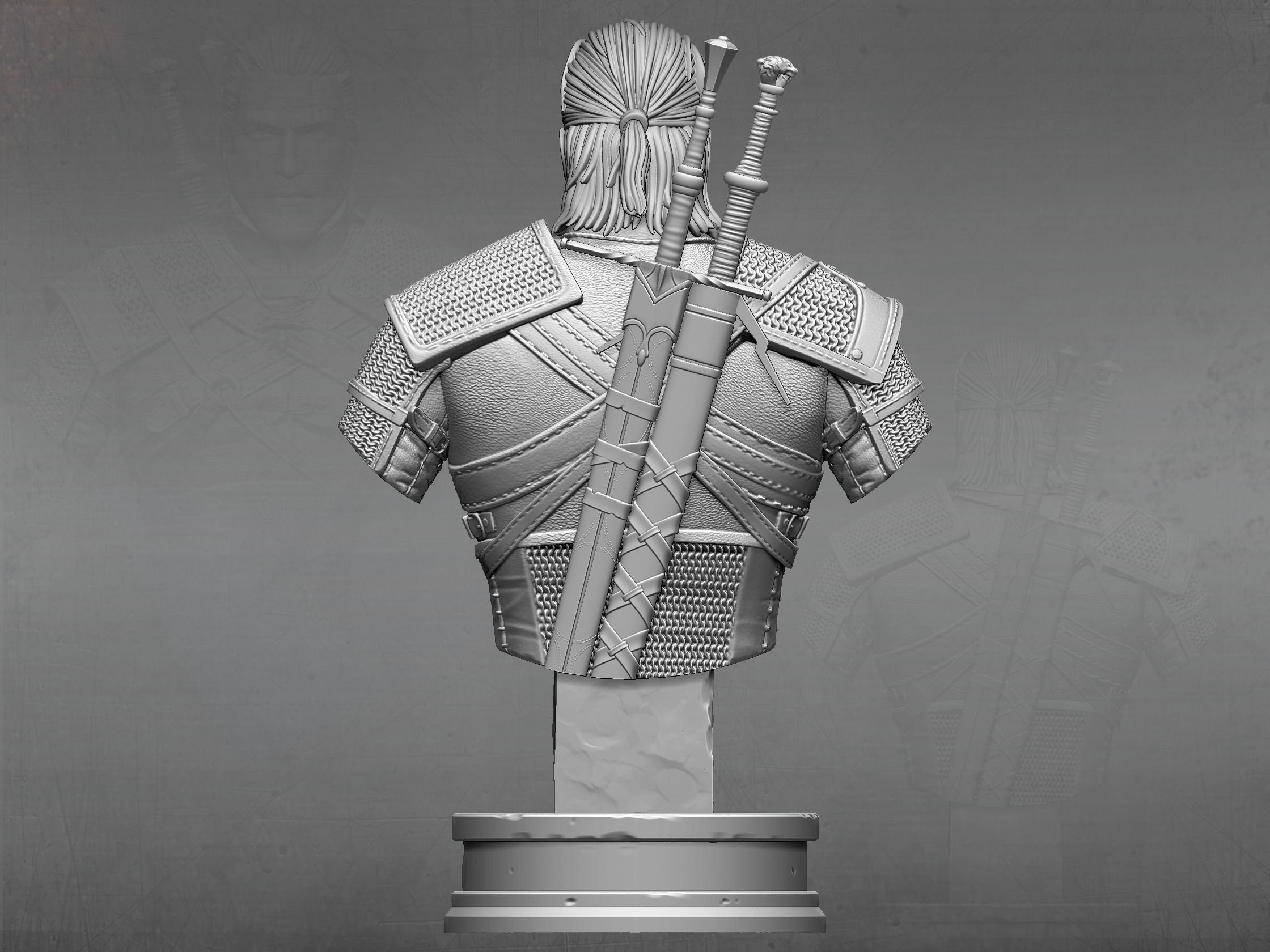 Witcher bust 3D print model_22