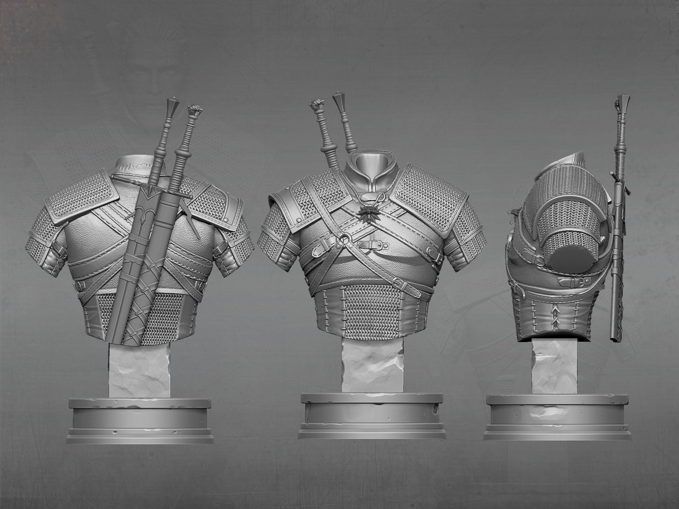 Witcher bust 3D print model_12
