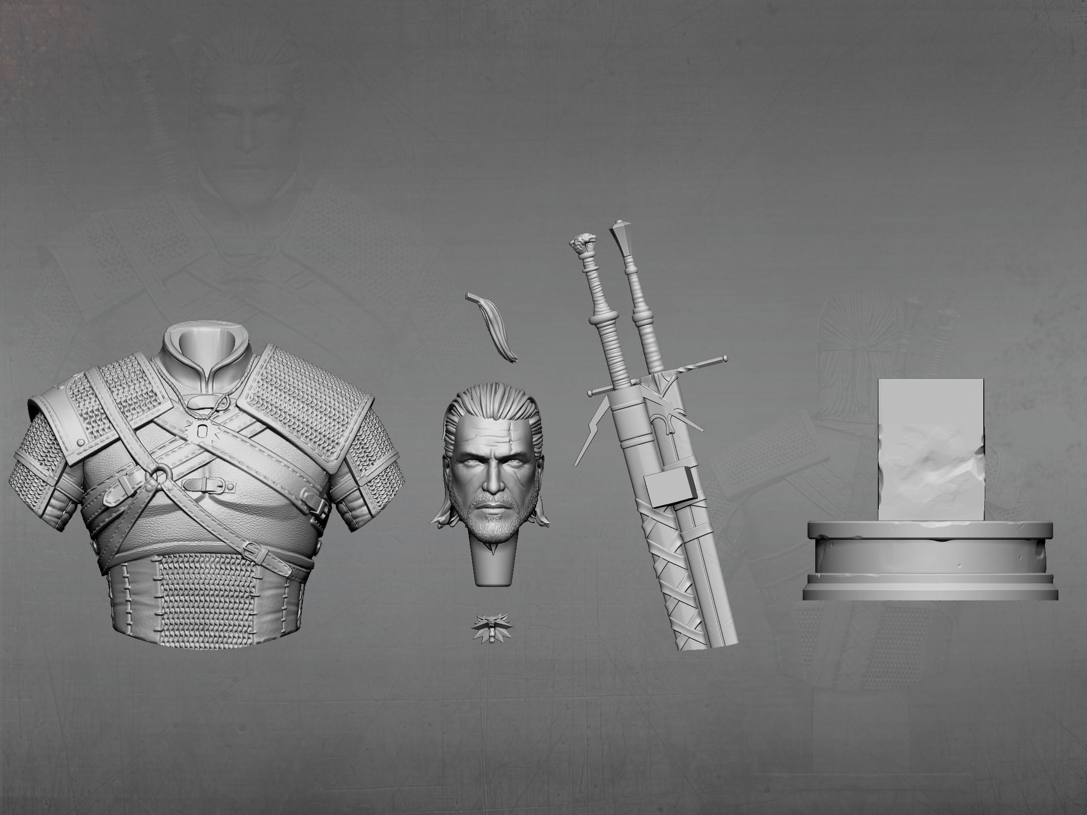 Witcher bust 3D print model_20