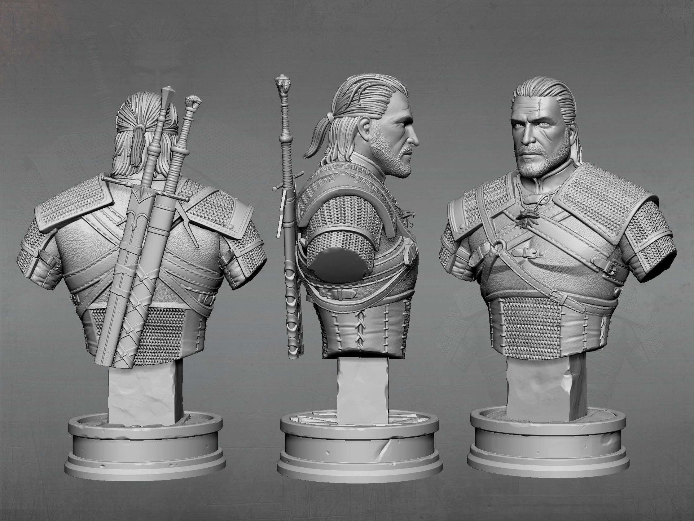 Witcher bust 3D print model_26