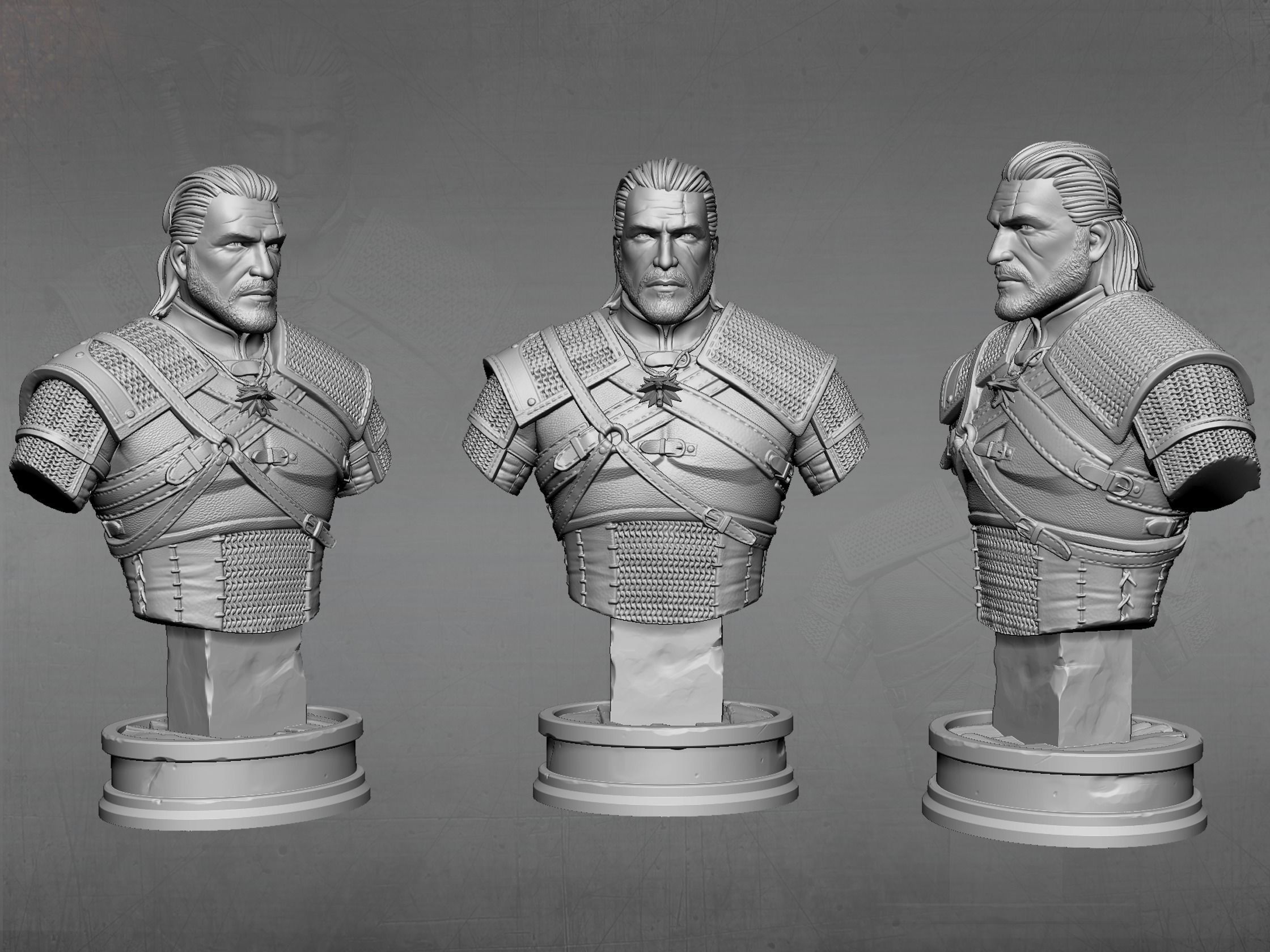 Witcher bust 3D print model_27
