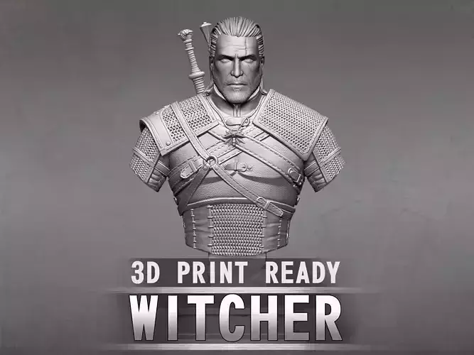 Witcher bust 3D print model