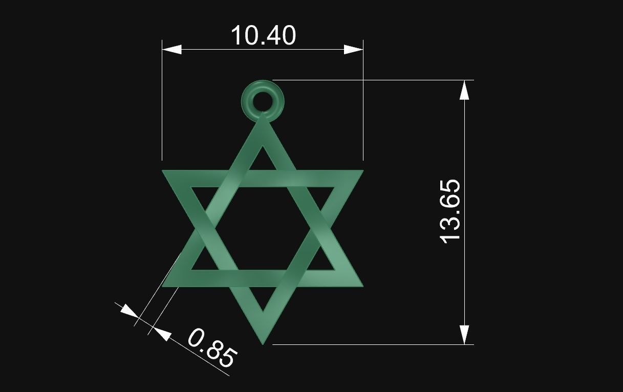 Pendant Star of David N 1091 3D print model_3