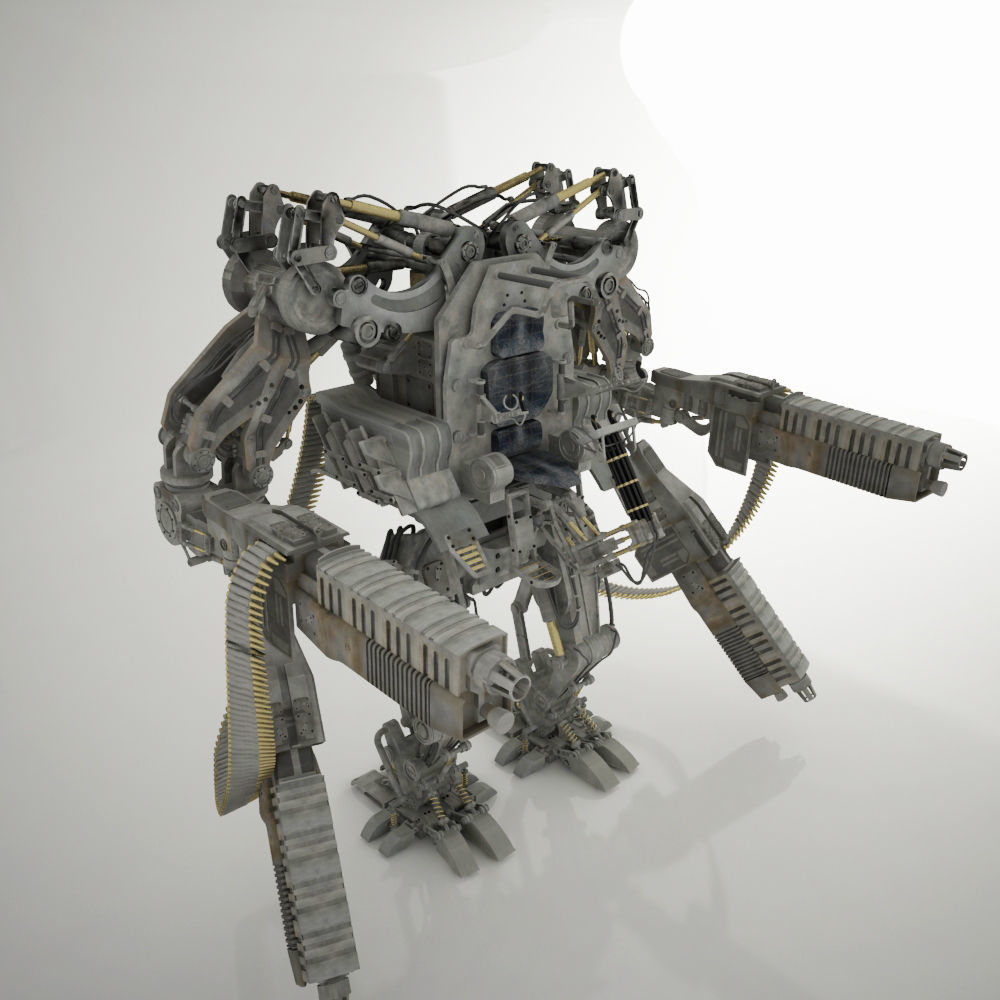ROBOT-X metal robot with two guns 3D model_1