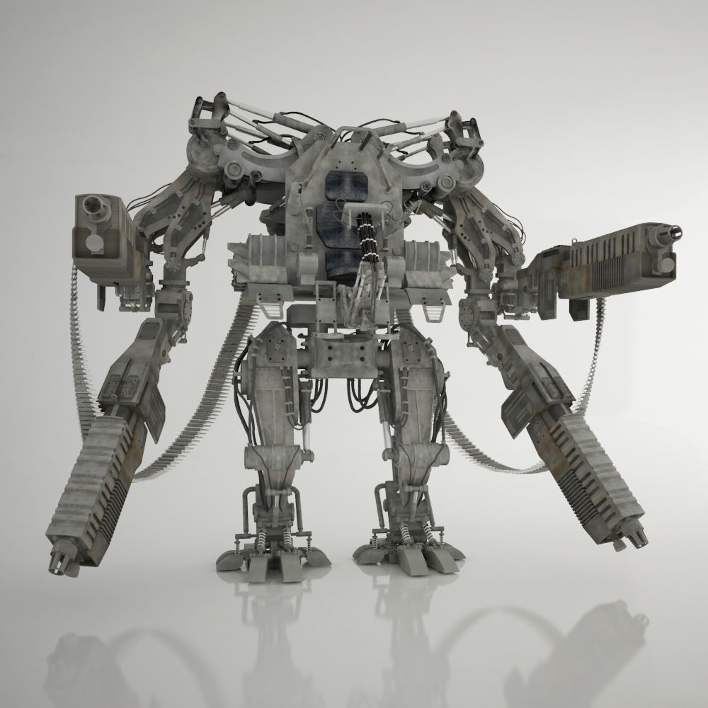 ROBOT-X metal robot with two guns 3D model_2