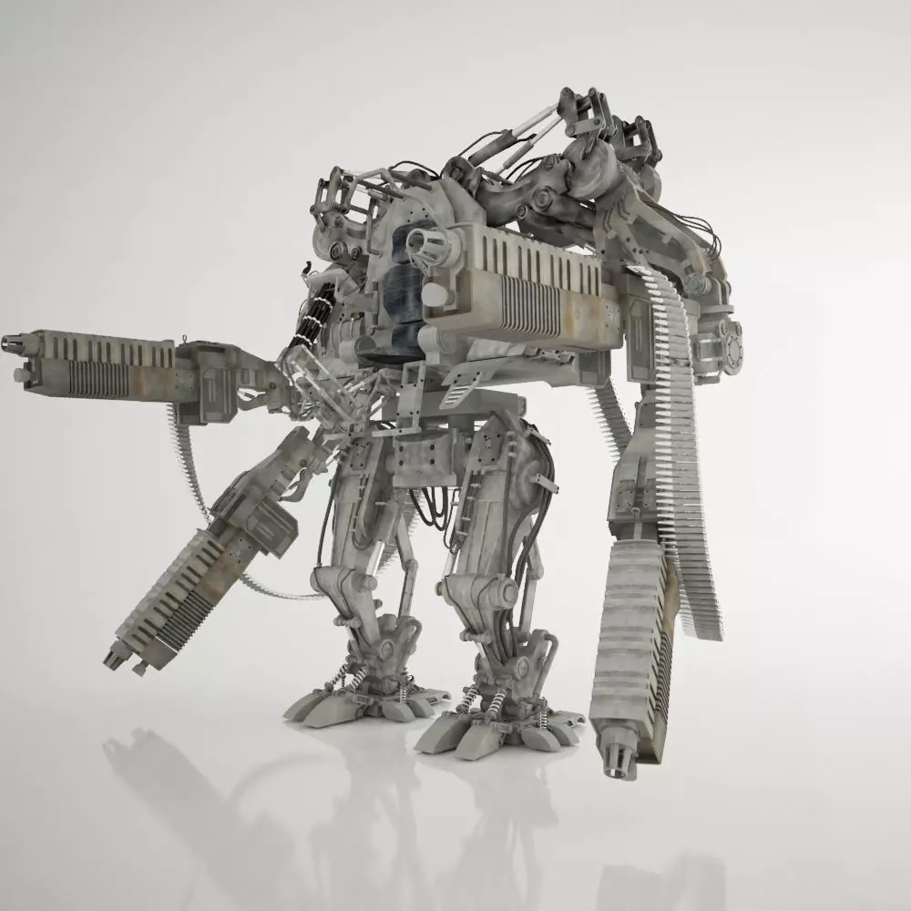 ROBOT-X metal robot with two guns 3D model_0