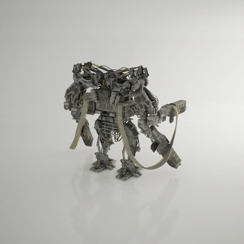 ROBOT-X metal robot with two guns 3D model_3