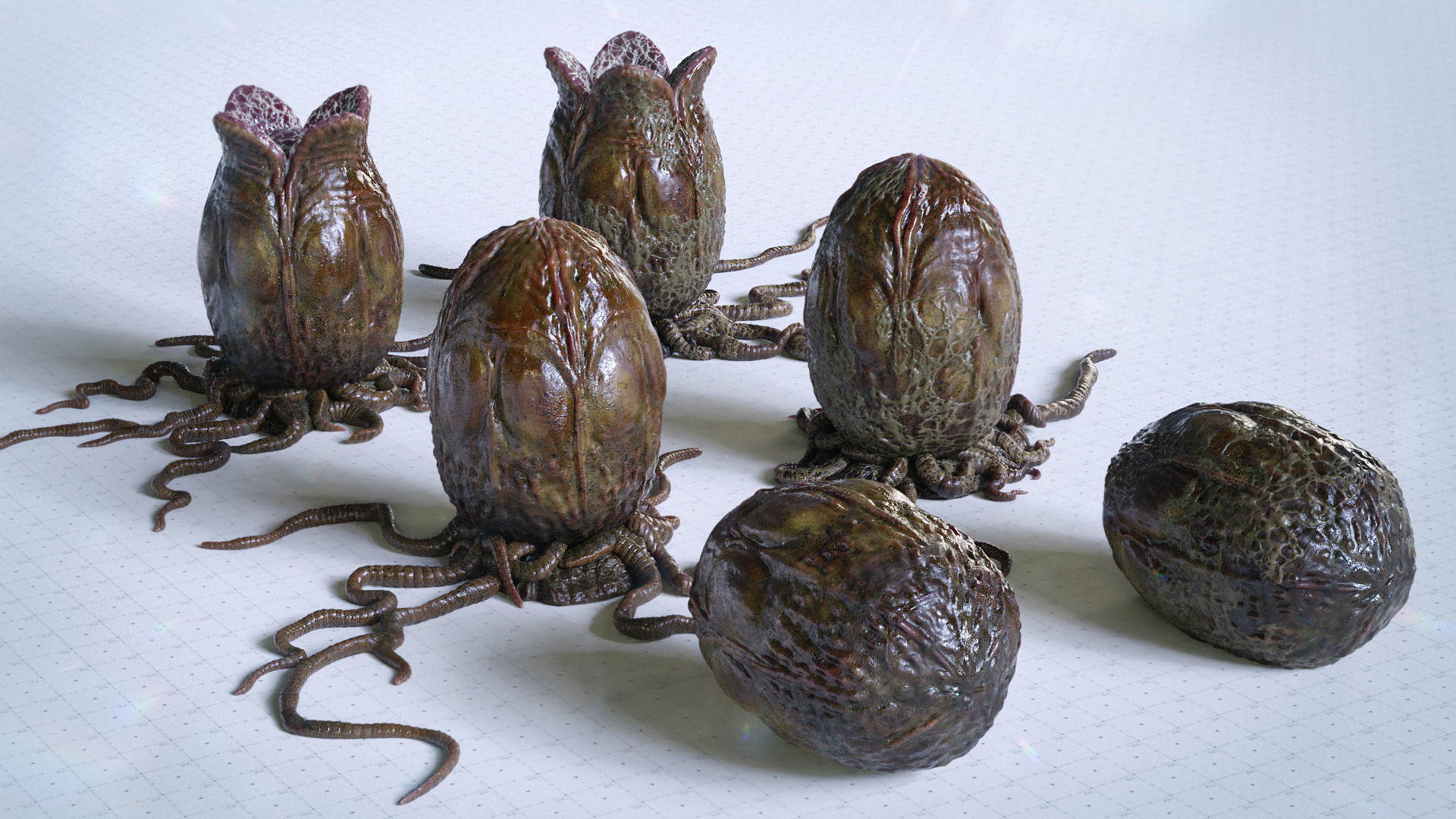 3D model Alien Eggs 4 Variants plus Nests and Tendrils - 3D Asset Kit ...