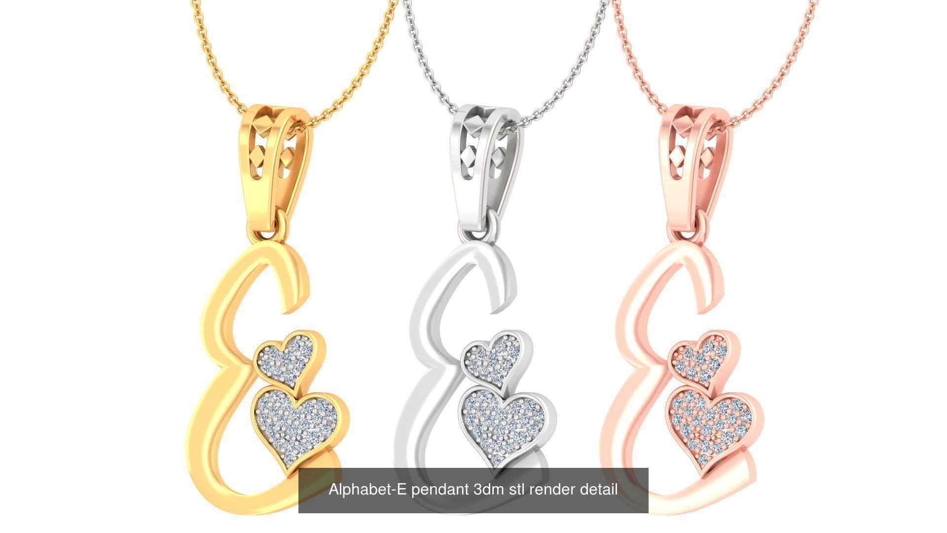 26 Alphabets Pendant Collection 3dm stl render  _8