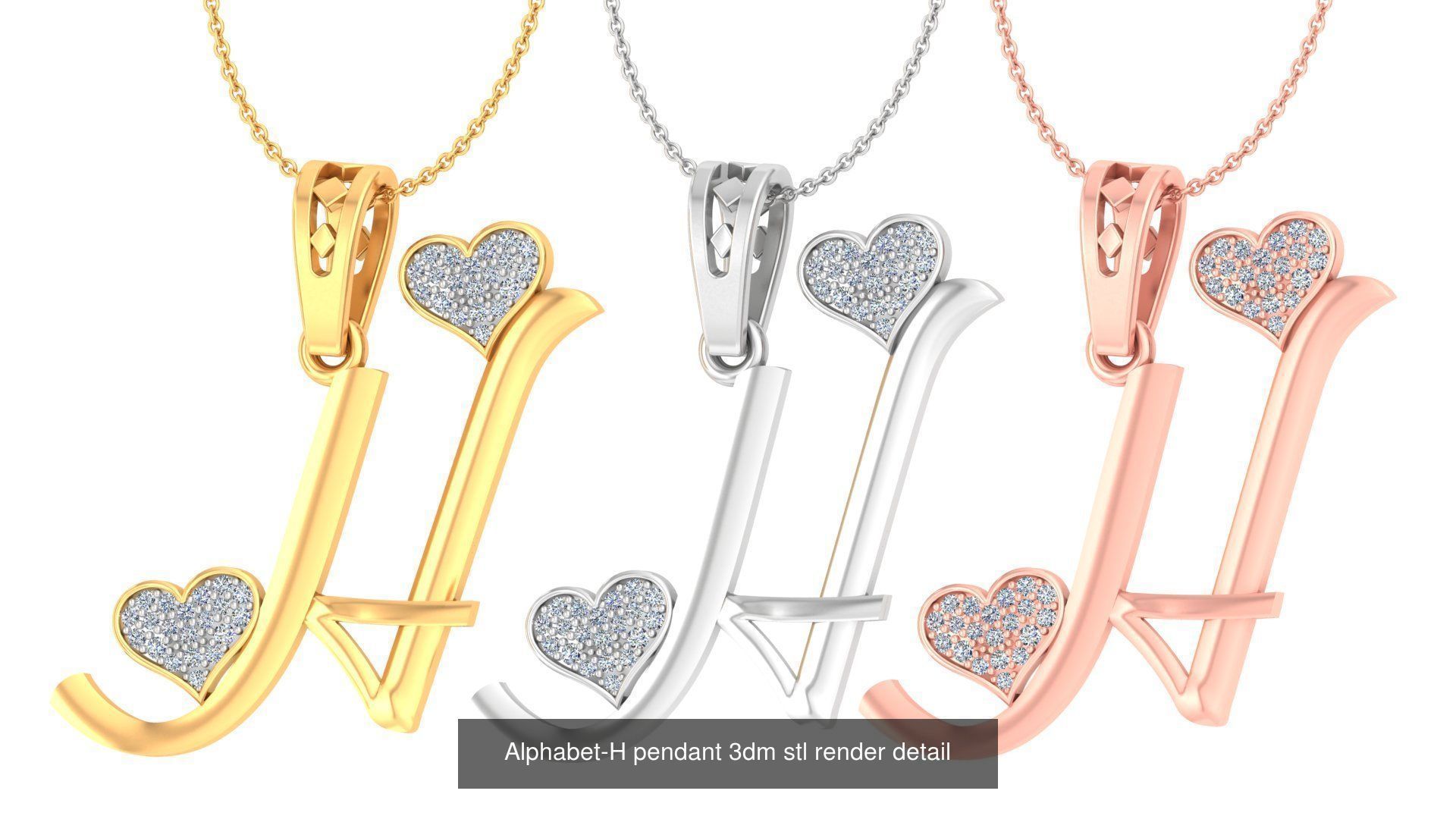 26 Alphabets Pendant Collection 3dm stl render  _11