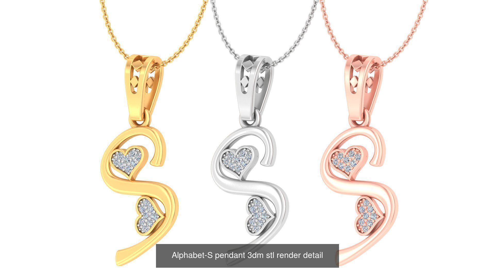 26 Alphabets Pendant Collection 3dm stl render  _20