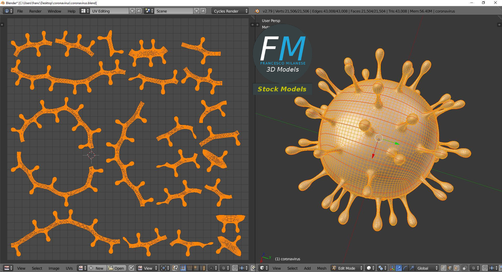 Coronavirus corona virus 3D model_10