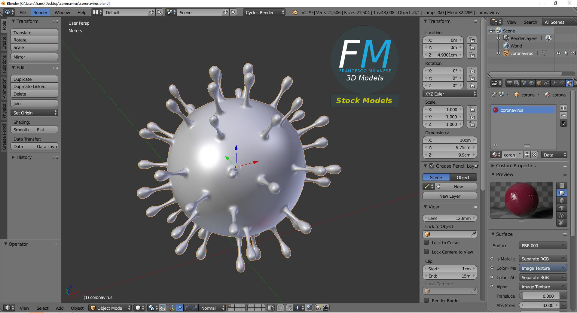Coronavirus corona virus 3D model_9