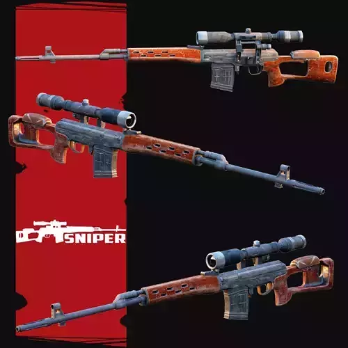 Draganov Sniper Low-poly 3D model