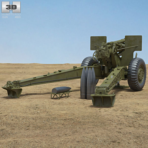 M114 155 mm Howitzer 3D model CGTrader