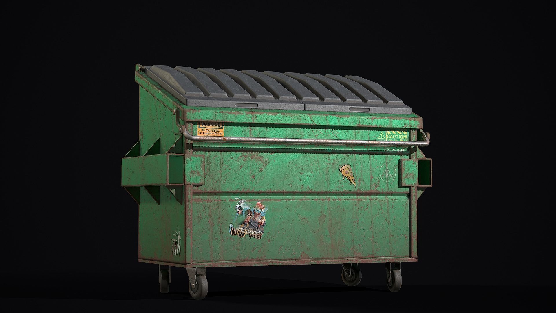 Dumpster garbage can Low-poly 3D model_1