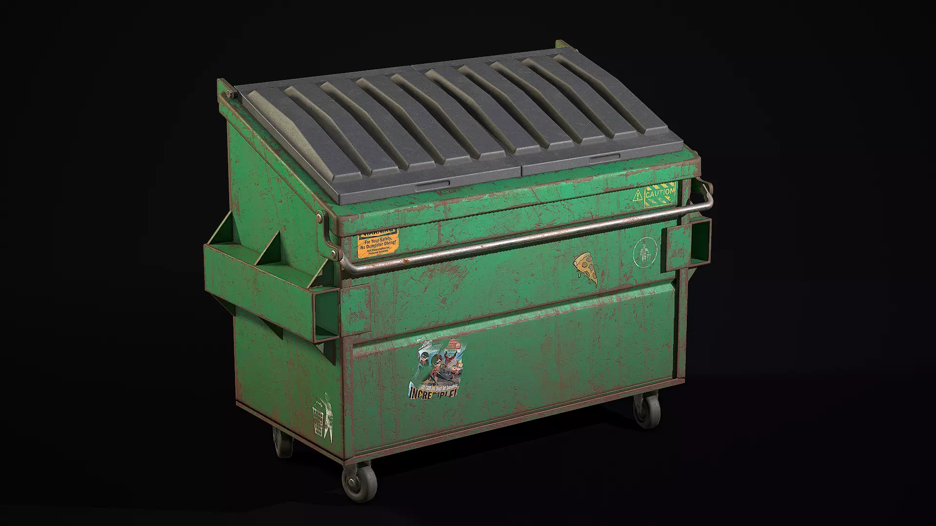 Dumpster garbage can Low-poly 3D model_0