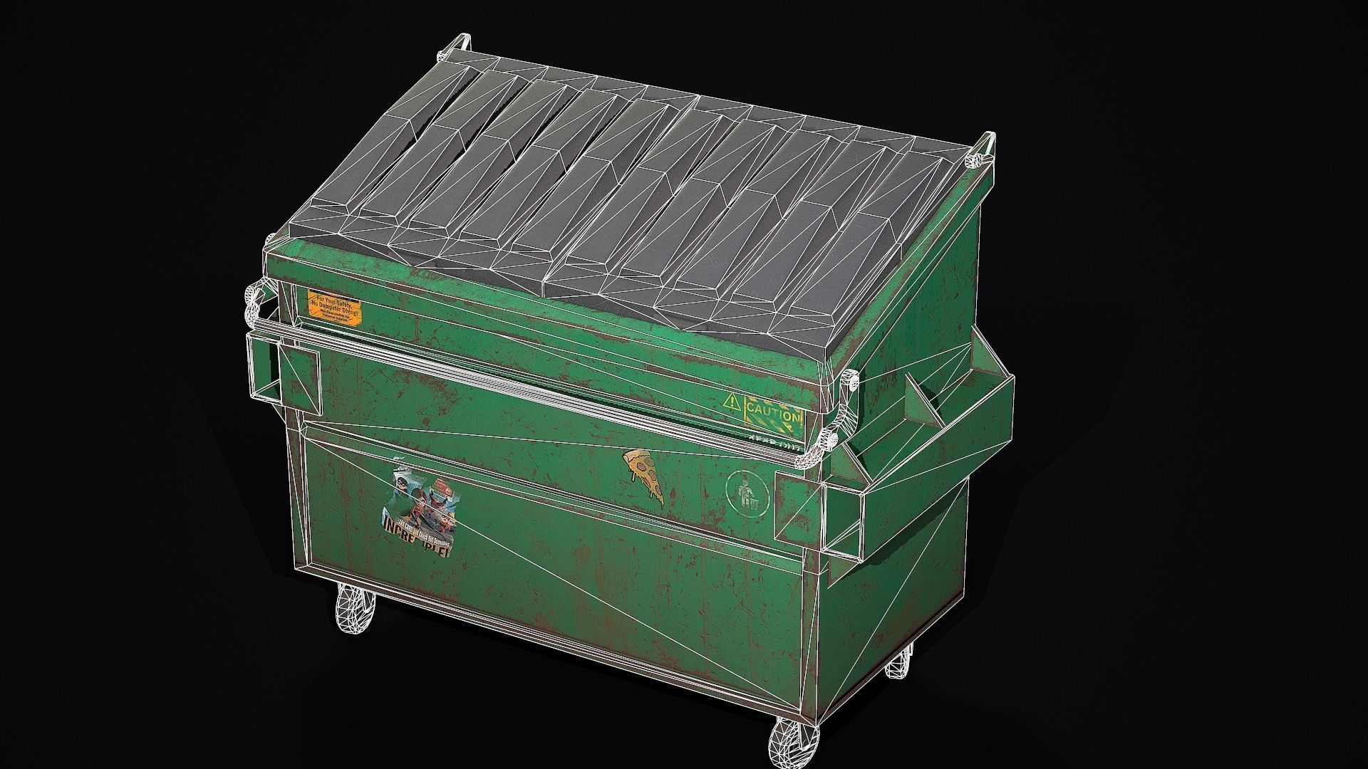 Dumpster garbage can Low-poly 3D model_4