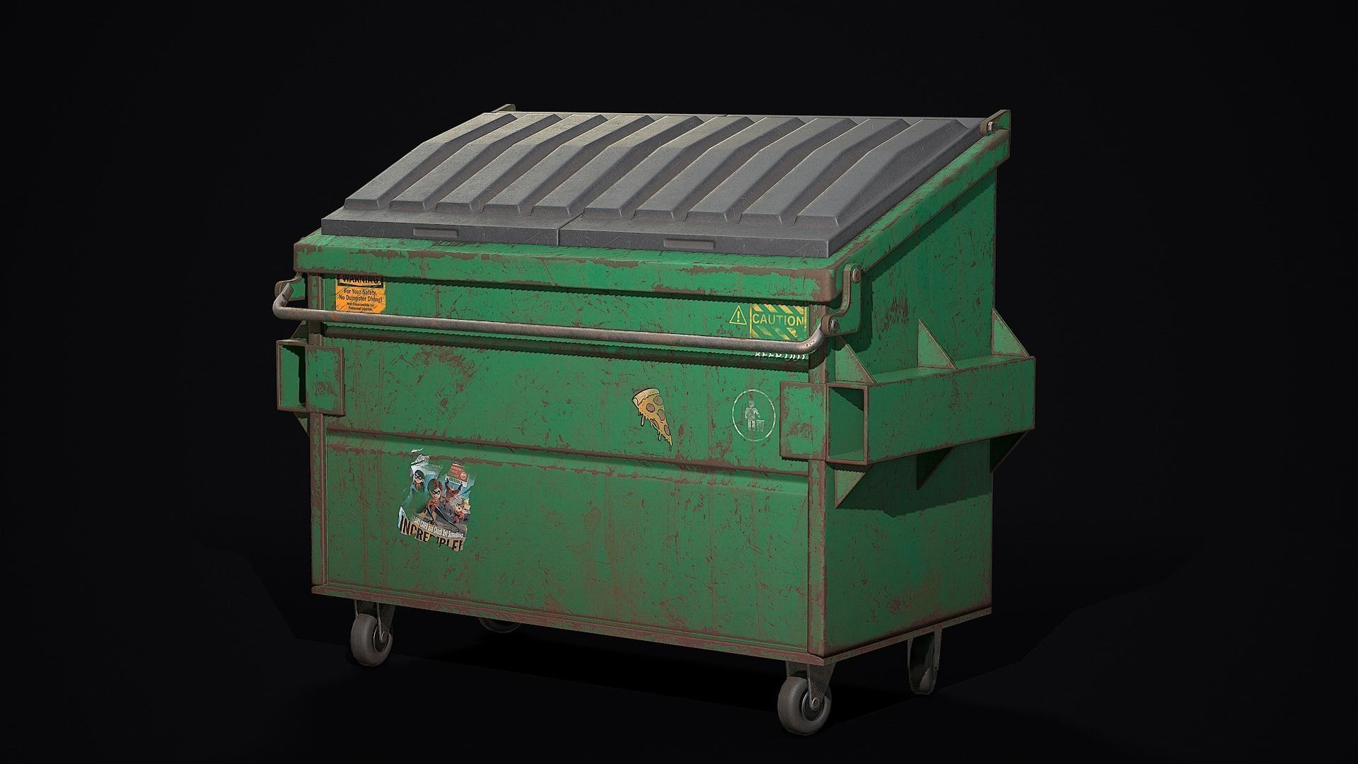 Dumpster garbage can Low-poly 3D model_2