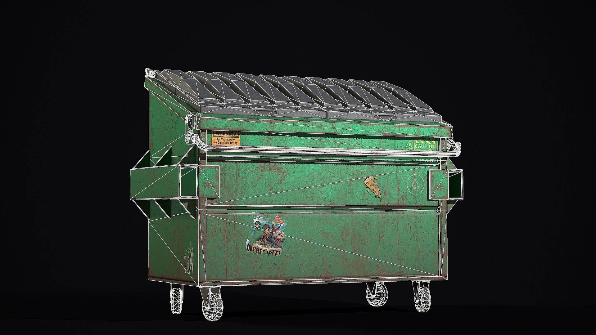 Dumpster garbage can Low-poly 3D model_3