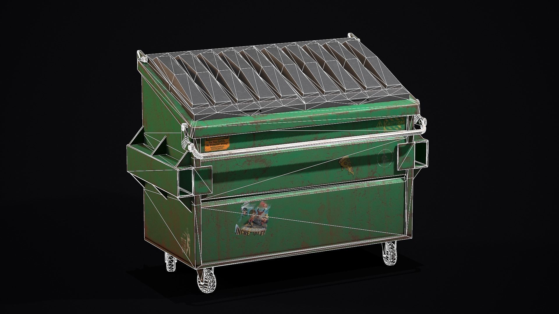 Dumpster garbage can Low-poly 3D model_8