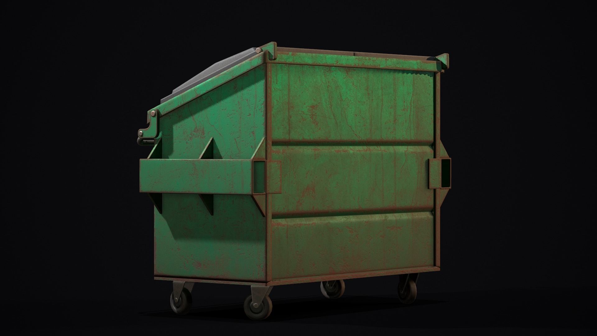 Dumpster garbage can Low-poly 3D model_9