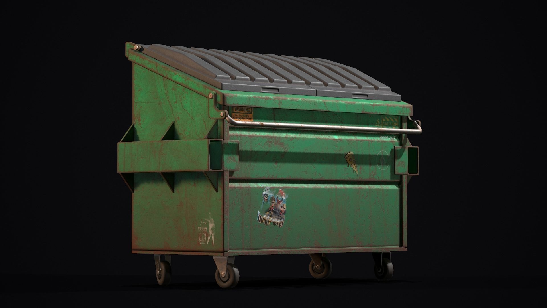 Dumpster garbage can Low-poly 3D model_5