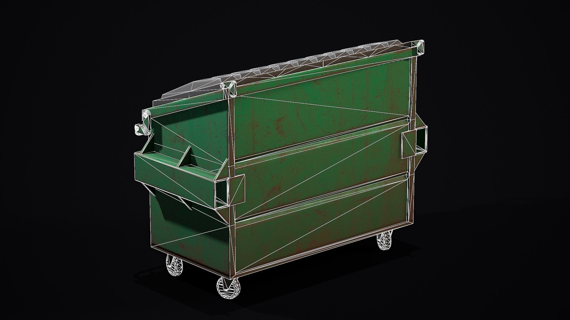 Dumpster garbage can Low-poly 3D model_7