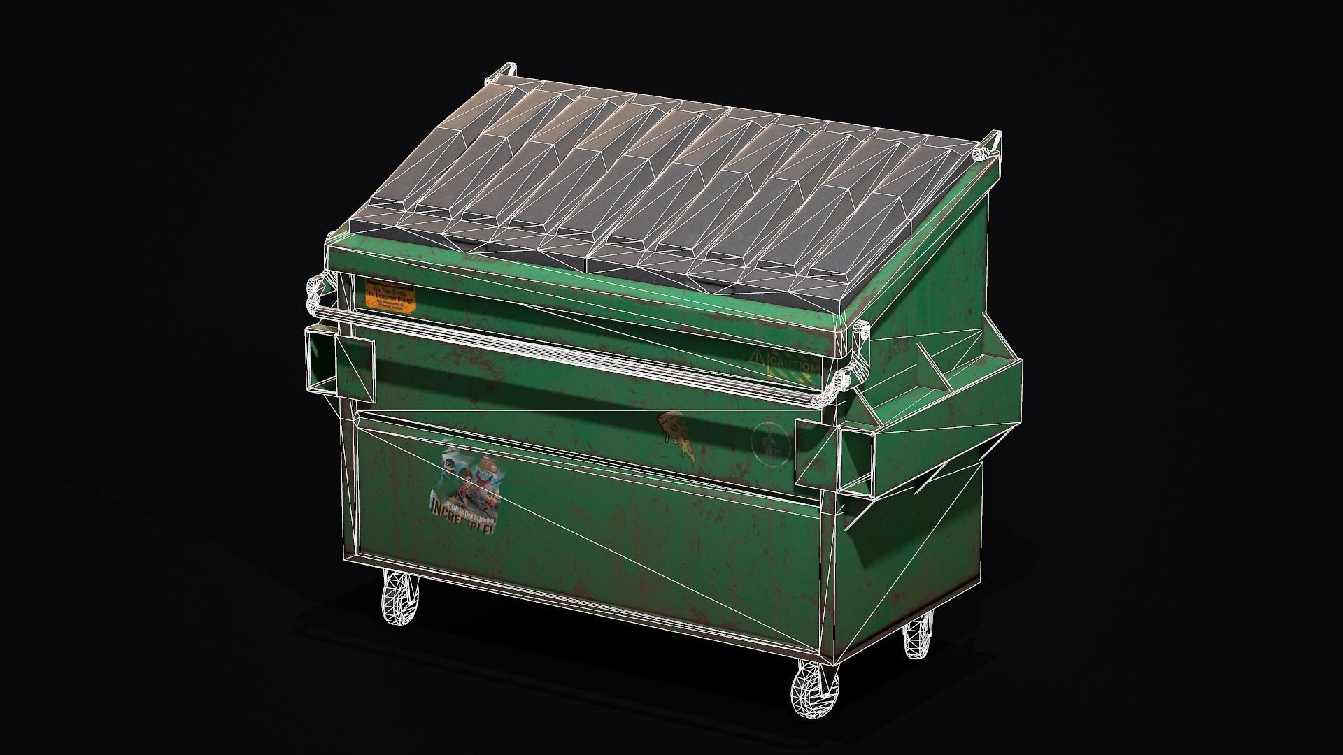 Dumpster garbage can Low-poly 3D model_6