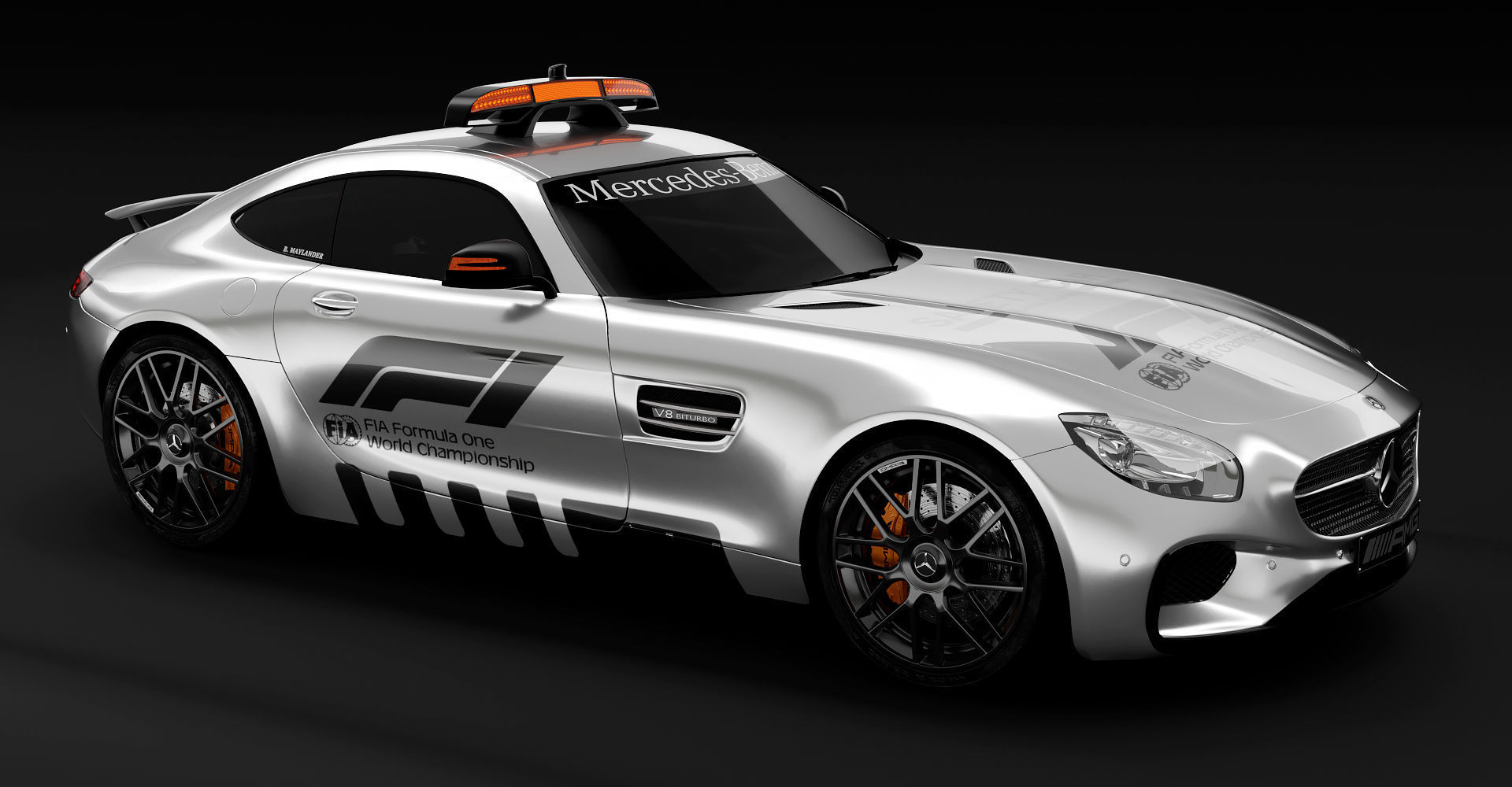 Mercedes-Benz AMG GTS safety car 3D model_4