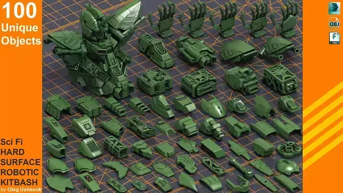 Mech Warrior Hard Surface Kitbash 2 of 20 3D model