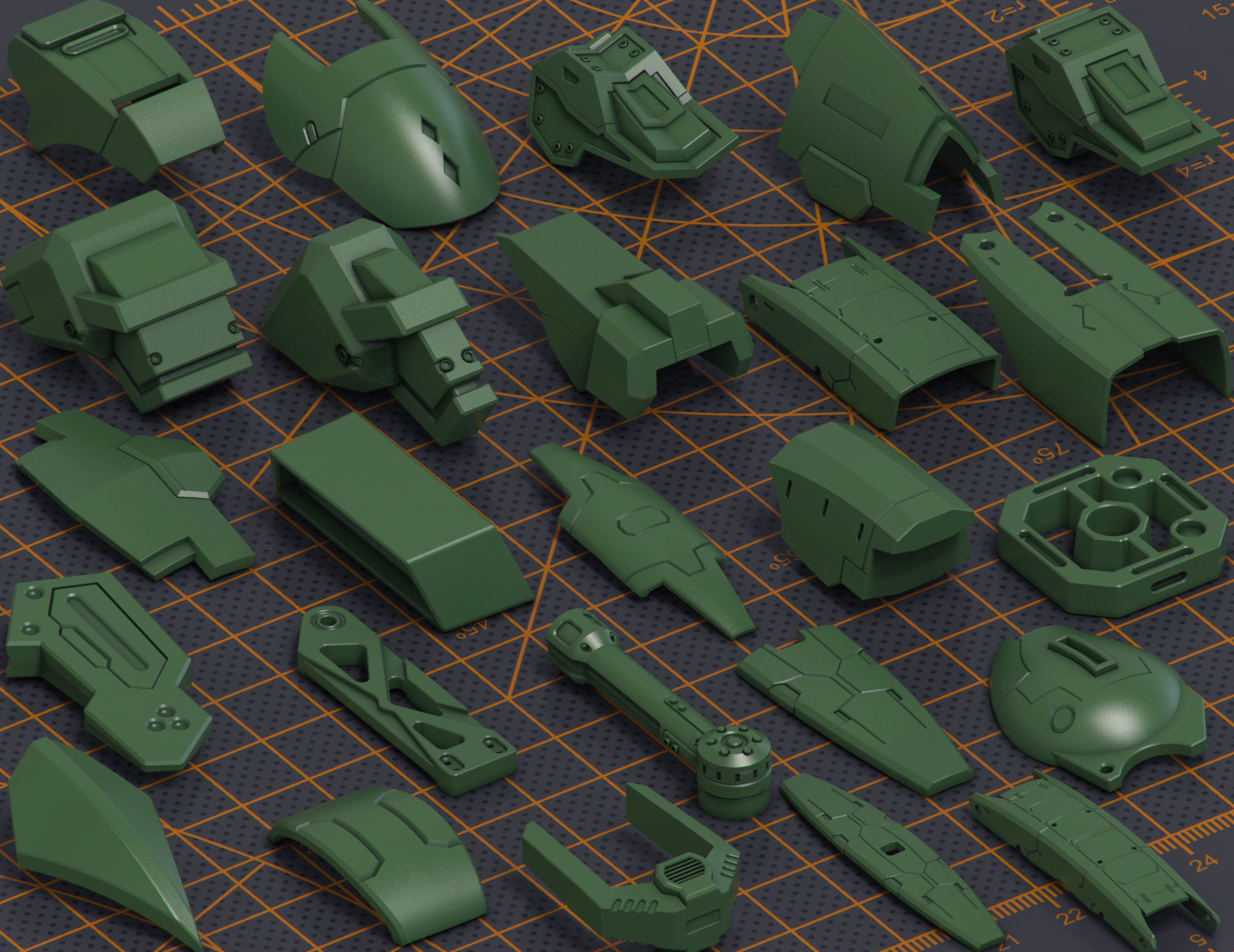 Mech Warrior Hard Surface Kitbash 2 of 20 3D model_7