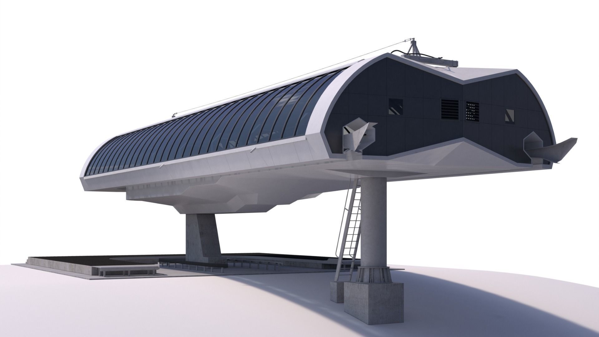 Cableway D-Line Station 3D model_7