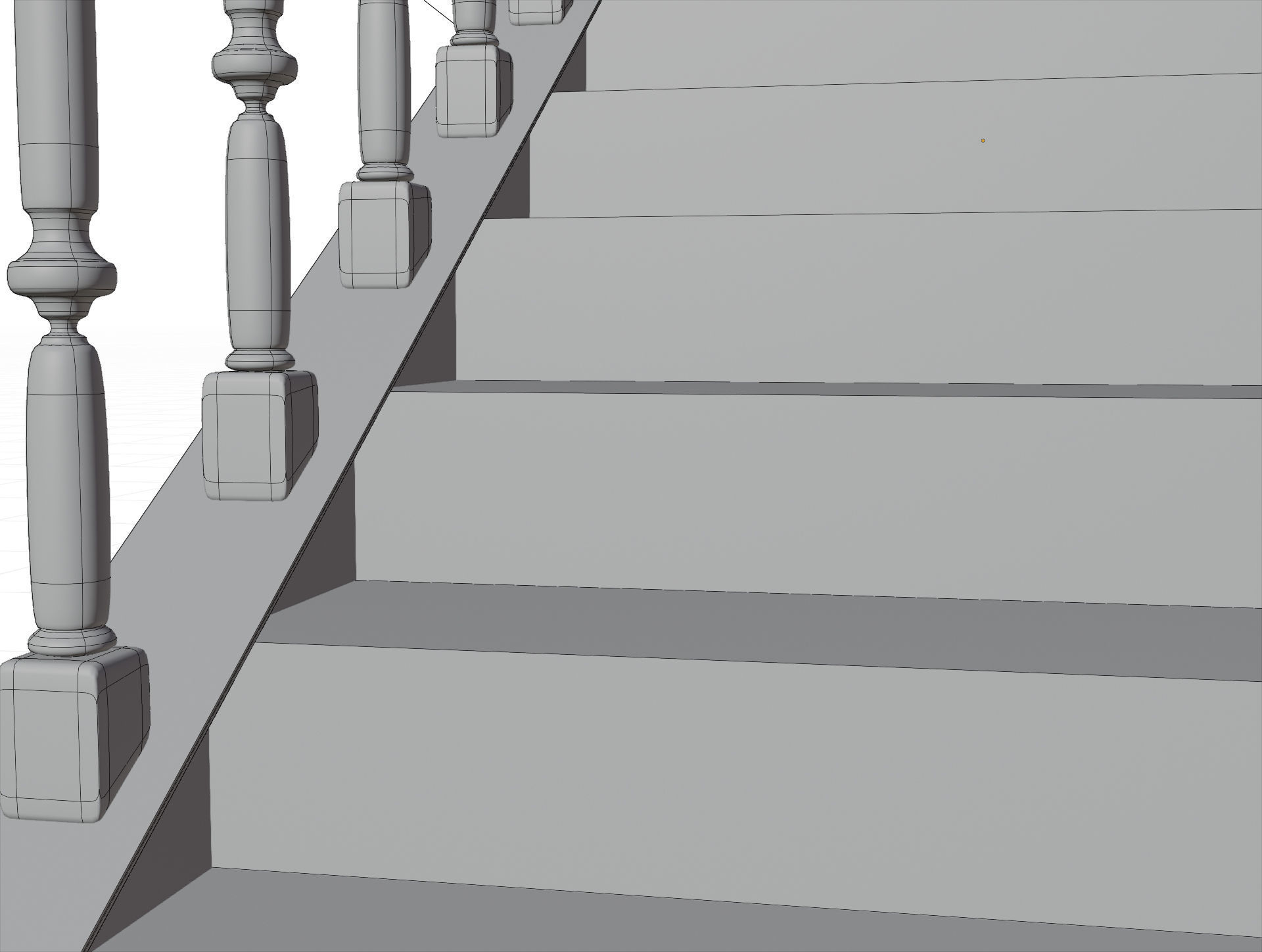 Wooden Stairs  Low-poly 3D model_3